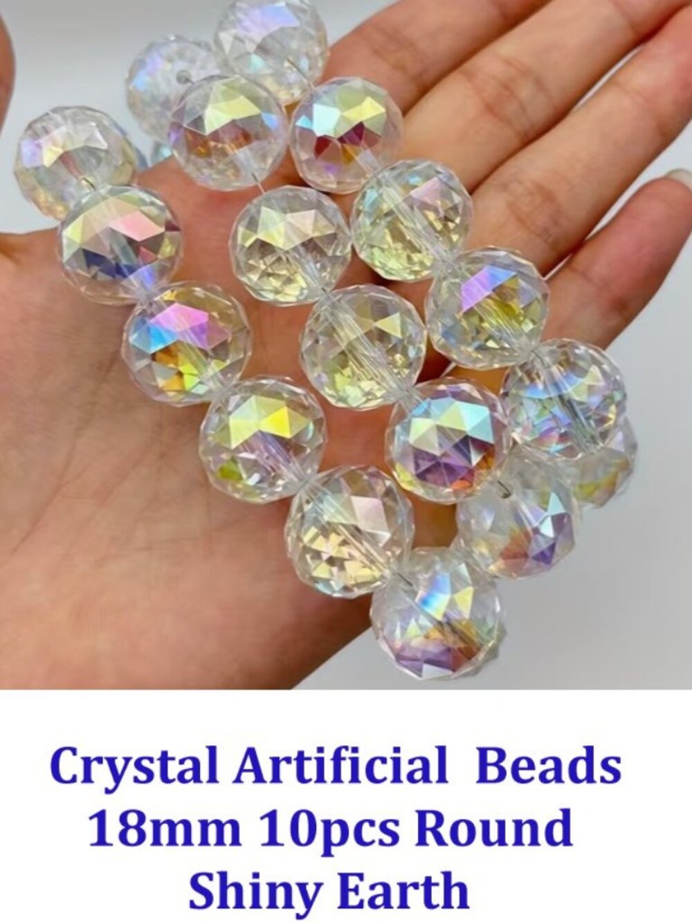 18Mm 10pcs Round Shiny Earth Artificial Crystal Beads